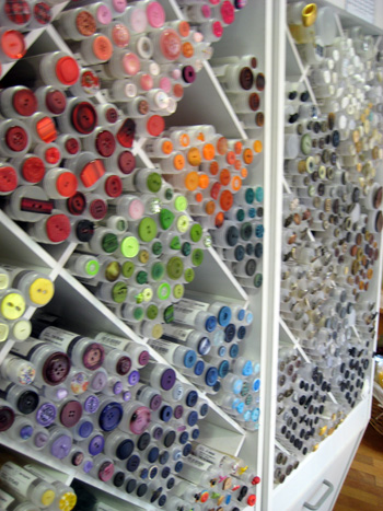 button display at a german fabric store