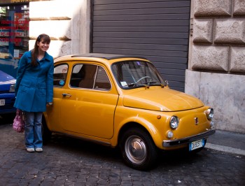 orange car & turquoise coat orange car & turquoise coat