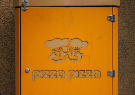 pizza pizza - a toronto chain with cute trashcans.