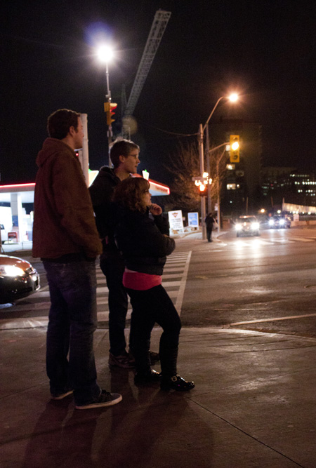 brad, mike, and carrie on the way home from big smoke burger's poutine