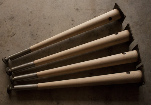 dumpster-scavenged table legs: after sanding