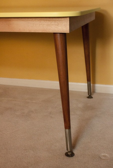 yellow $4 table : ikea find plus scavenged, repurposed legs