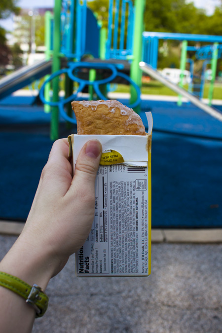lemon pocket pie at the playground picnic (with its nutrition facts captured indelibly... oh dear)