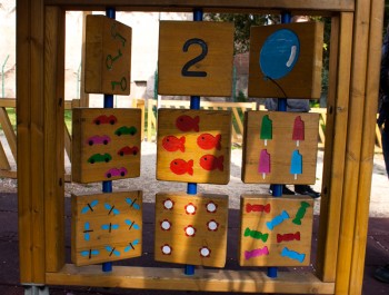 wooden number game at the playground wooden number game at the playground