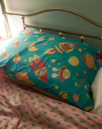 spaceman pillowcase (day 19 of the 30 day photo challenge: where i slept)