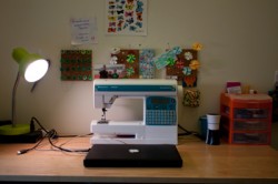 sewing machine takes center stage on my desk