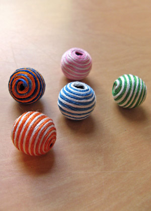 floss-covered beads