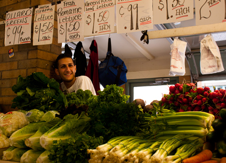 vegetable seller at the market who leaped into my photo!