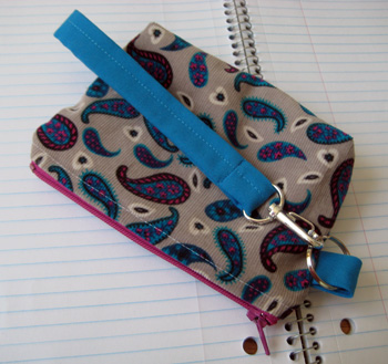 paisley corduroy zipper wristlet