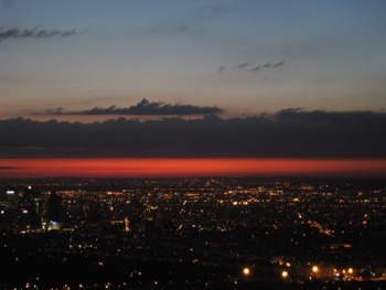 city of paris at sunset, as viewed from the eiffel tower