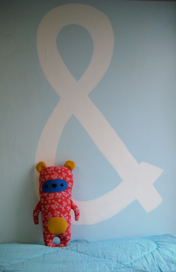 ninja bear - made from "peg bear" pattern in One Yard Wonders