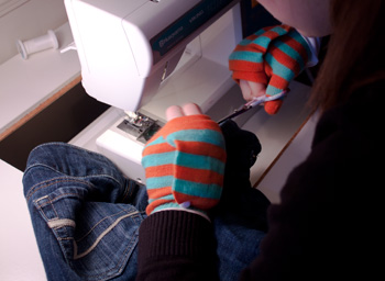 sewing in striped gloves sewing in striped gloves