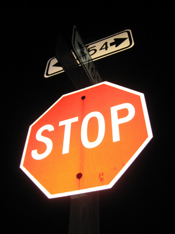 stop sign at night