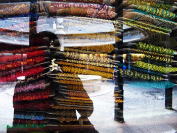 window full of trims in valencia, spain